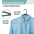 GoHooked BIANCO black plastic hangers with non-slip grooves and sturdy design for coats, suits, and shirts.