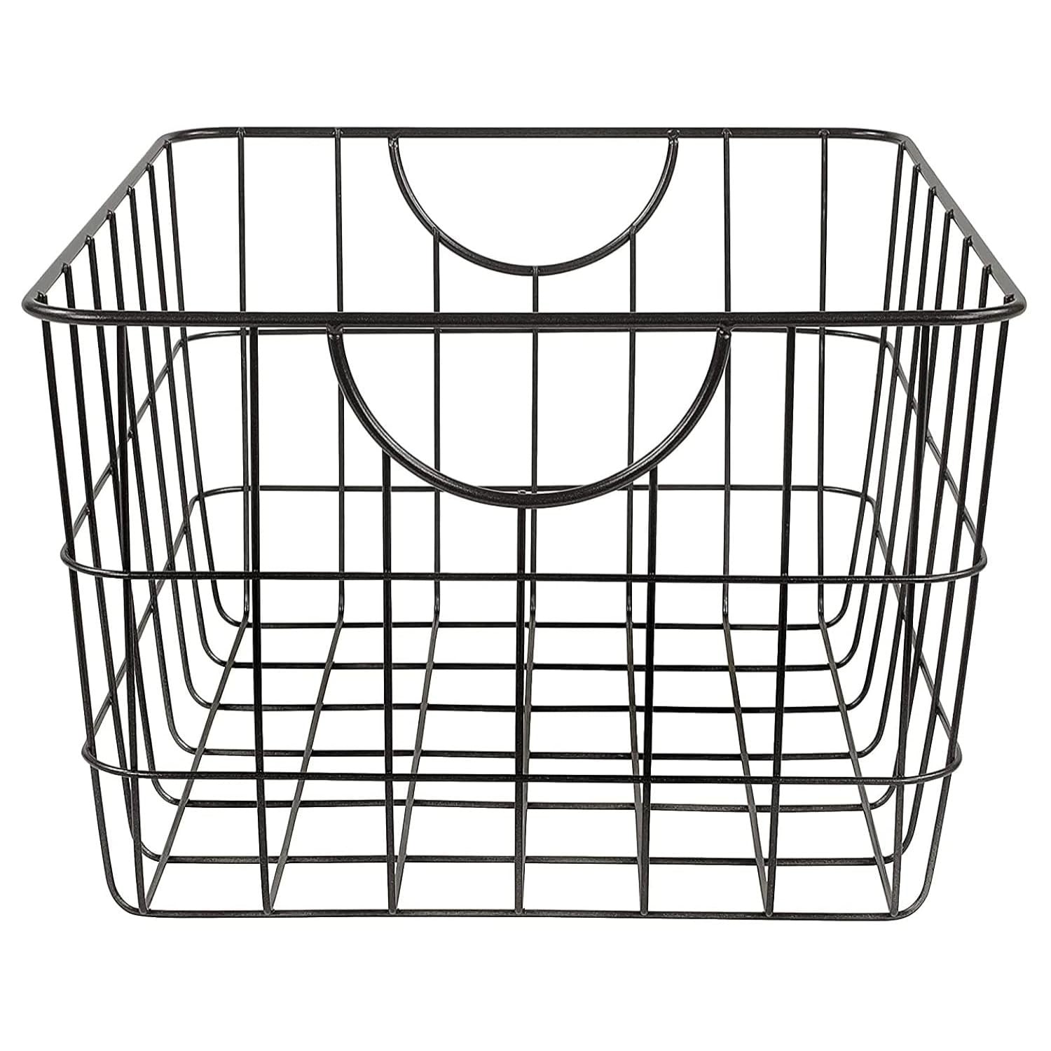 GoHooked Bianco black steel wire utility basket with curved handles, 15 inches