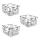 Bianco Multipurpose 15" Utility Basket, Sturdy Steel Wire Storage Solution, Curved Easy Grab Handles Decorative Organization for Toys, Pet Supplies (Pack of 3, Black)(Metal)