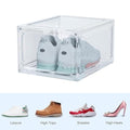 GoHooked Bianco clear acrylic shoe box with magnetic front door, stackable and dustproof sneaker display.