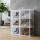 Bianco Clear Shoe Box with Magnetic Front Door Stackable Sneaker Display Box & Organizer Pack of 6 â€“ Acrylic Dustproof Shoe Storage Cabinet Transparent Shoe Rack & Sneaker Crate for Home or Display