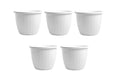GoHooked Bianco DURE plastic flower pots, white, 10-inch, pack of 5, for indoor/outdoor gardening.
