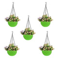 GoHooked Bianco green plastic hanging rattan planter with woven texture, 7.1 inch diameter, includes 5 pieces.