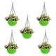 Bianco Plastic Hanging Rattan Planter, Green, Pot Diameter-7.1 Inch, Pot Height - 4.8 Inch, Pot Thickness -3 mm, Chain Length -13 inch Approx, 5 Pieces