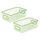 Bianco Multipurpose 10" Metal Bathroom Storage Organizer Basket Bin - Modern Wire Grid Design - for Organization in Cabinets, on Countertops, Bedroom, Bathroom, Garage (Pack of 2, Green)