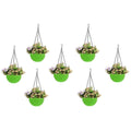 GoHooked Bianco green plastic hanging rattan planter with flowers, 7 pieces