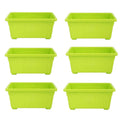 GoHooked Bianco green rectangular plastic plant pots, pack of 6, 35x18.5x15 cm, UV resistant
