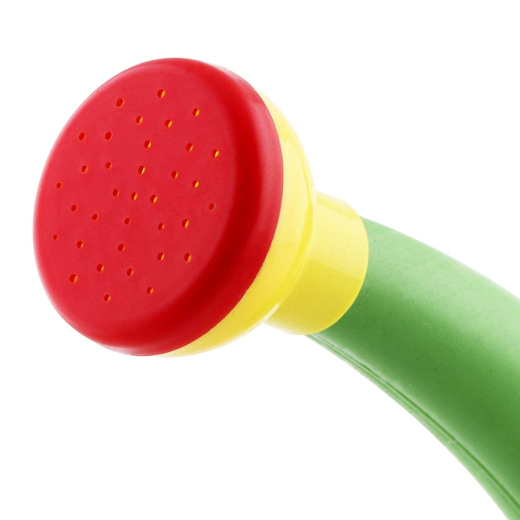 GoHooked Bianco green plastic watering can with red sprinkler head and yellow accent. 1.8L capacity.
