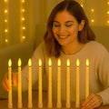 GoHooked BIANCO ivory LED taper candles, set of 10, 26.7cm, flickering flame, spiral design, battery operated, safe home decor.