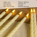 GoHooked BIANCO ivory LED taper candles with spiral design, flickering flame effect, set of 12.
