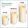 GoHooked BIANCO set of 3 transparent acrylic LED tea light candles with flickering flame effect.