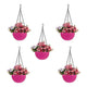 Bianco Plastic Hanging Rattan Planter, Pink, Pot Diameter-7.1 Inch, Pot Height - 4.8 Inch, Pot Thickness -3 mm, Chain Length -13 inch Approx, 5 Pieces