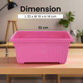 GoHooked Bianco pink rectangular plastic plant pot, 32 x 16 x 14 cm, ribbed design, ideal for home and garden.