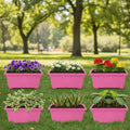 GoHooked Bianco pink rectangular plastic plant pots, pack of 6, for home and garden use.