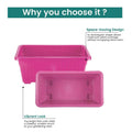 GoHooked Bianco pink rectangular plastic plant pots, 35cm, pack of 12. Space-saving design for home or garden.
