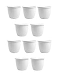 GoHooked Bianco DURE plastic flower pots, white, 10-inch diameter, pack of 10. Ideal for indoor/outdoor gardening.