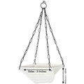 GoHooked Bianco plastic twister hanging pot, 9 inches wide, 4.5 inches high, with metal chain. Ideal for gardens and balconies.