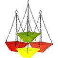 GoHooked Bianco multicolour plastic twister hanging flower pots set, 9x9x4.5 inch, pack of 6. Ideal for balcony and garden.