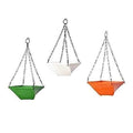 GoHooked Bianco plastic twister hanging flower pots, 9x9x4.5 inch, multicolour set of 3. Ideal for balcony and garden.