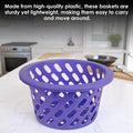 GoHooked BIANCO purple plastic storage net basket with open weave design and handle. Multipurpose mesh organizer.