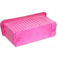 GoHooked Bianco rectangular plastic plant pot, pink, ribbed design, 35cm, ideal for home or garden.