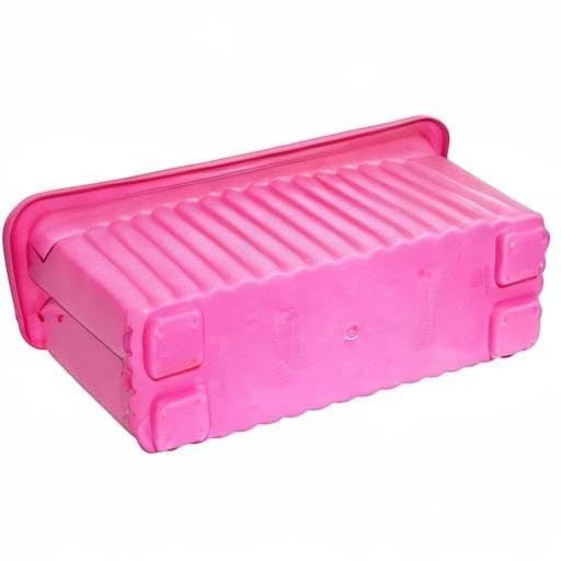 GoHooked Bianco rectangular pink plastic plant pot, 35cm, with ribbed texture and drainage feet.