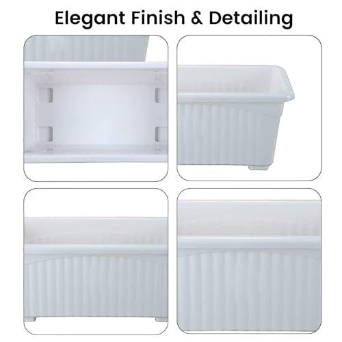 GoHooked Bianco rectangular plastic plant pots, 35cm, multicolor, pack of 12. Durable, UV-resistant polypropylene for indoor/outdoor use.