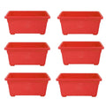 GoHooked Bianco red rectangular plastic plant pots, pack of 6. Ideal for home, window display, or garden.
