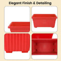 GoHooked Bianco red rectangular plastic plant pots, 35cm, pack of 6. Features ribbed texture and drainage holes.