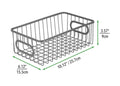 GoHooked Bianco silver metal wire grid storage basket bin with handles, 10" L x 6" W x 3.5" H