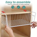 GoHooked Bianco silver wire undershelf storage basket, pack of 2. Easy to assemble, no tools required.