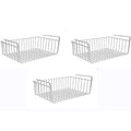 GoHooked Bianco silver wire under shelf storage basket, 16 inch metal rack for cabinets and pantries. Pack of 3.