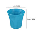 GoHooked Bianco Small Sunshine Flower Pot, 5 inch blue plastic planter with vertical ribbed design, pack of 5