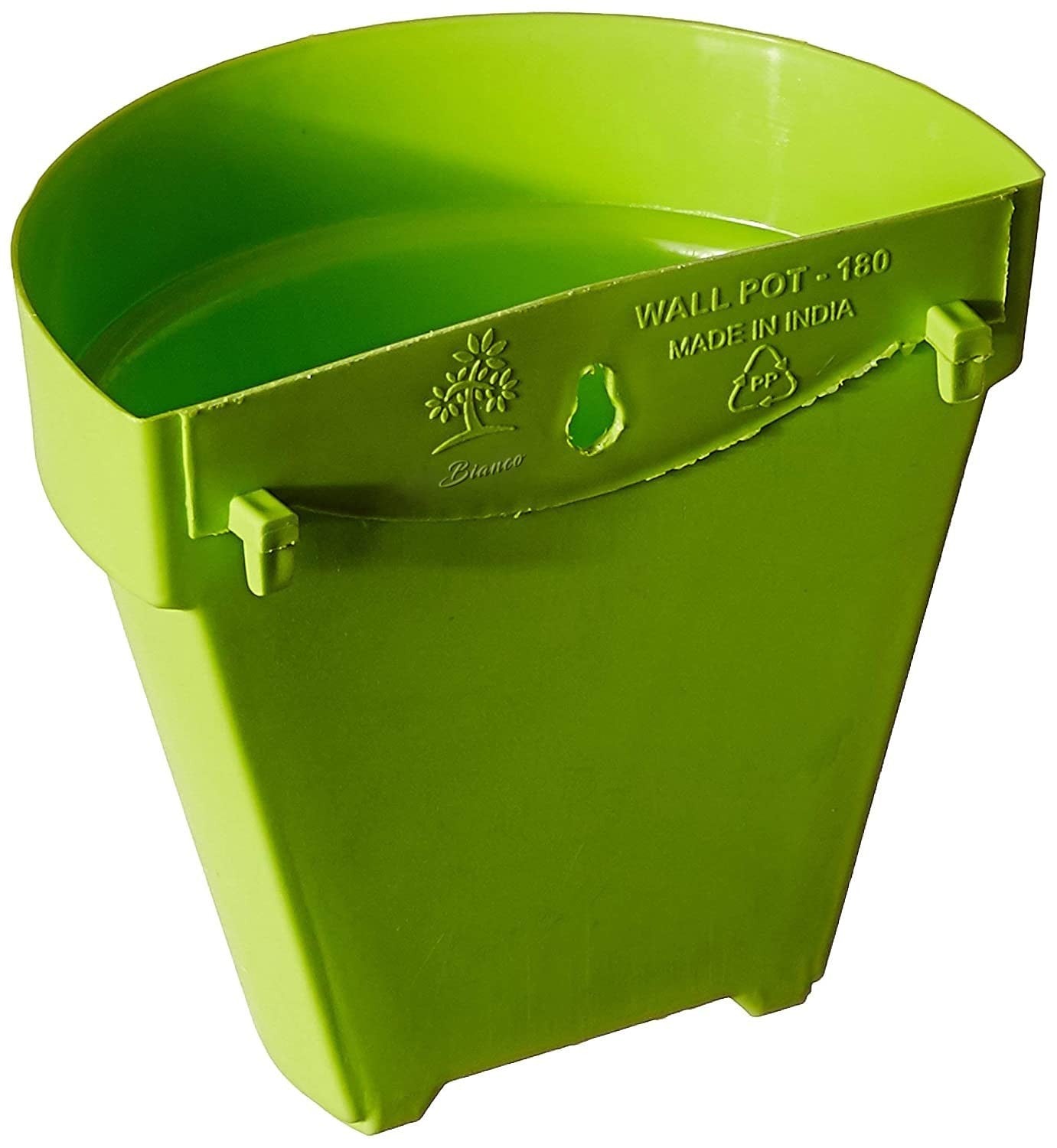 Go Hooked Bianco wall hanging pot in bright green plastic. Designed for indoor or outdoor use.