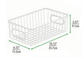 GoHooked Bianco white metal wire grid storage basket bin with handles, 10" L x 6" W x 3.5" H