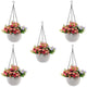 Bianco Plastic Hanging Rattan Planter, White, Pot Diameter-7.1 Inch, Pot Height - 4.8 Inch, Pot Thickness -3 mm, Chain Length -13 inch Approx., 5 Pieces