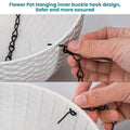GoHooked Bianco white plastic hanging planter with woven rattan look, 7.1 inch diameter, 13 inch chain.