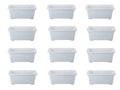 GoHooked Bianco white rectangular plastic plant pots, pack of 12, 35x18.5x15 cm, UV resistant, BPA free