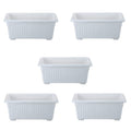 GoHooked Bianco white rectangular plastic plant pots, pack of 5, 35cm, ribbed design, UV stabilized