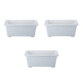 GoHooked Bianco white rectangular plastic plant pots, pack of 3, with fluted sides and raised base.