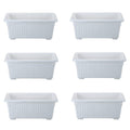 GoHooked Bianco white rectangular plastic plant pots, pack of 6, ribbed design, 35x18.5x15 cm