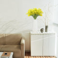 GoHooked Bianco yellow artificial baby's breath flowers in a white vase, realistic real touch floral arrangement.