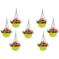 GoHooked Bianco yellow plastic hanging rattan planter with flowers, 7 pieces