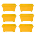 GoHooked Bianco yellow rectangular plastic plant pots, pack of 6, 35cm, ideal for home and garden.