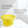 GoHooked BIANCO yellow plastic storage net basket with open weave design and sturdy rim.