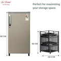 Go Hooked black 2-layer square storage trolley organizer rack for fruits, vegetables, and cutlery.