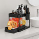 Go Hooked 2-Tier Under Sink Organizer Rack for Home & Bathroom with 5 Hooks & Cup | Sliding Basket Shelf Stand for Bathroom, Laundry, Pantry & Office | Durable Metal Frame with Perforated Design