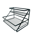 GoHooked black metal 2-tier wire rack organizer for cabinet storage, bathroom, or countertop.