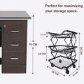 GoHooked black 3-tier foldable metal storage basket with wheels, perfect for fruits, vegetables, and home organization.