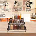 GoHooked black 3-tier step standing rack made of powder-coated iron, ideal for organizing spices and bottles.